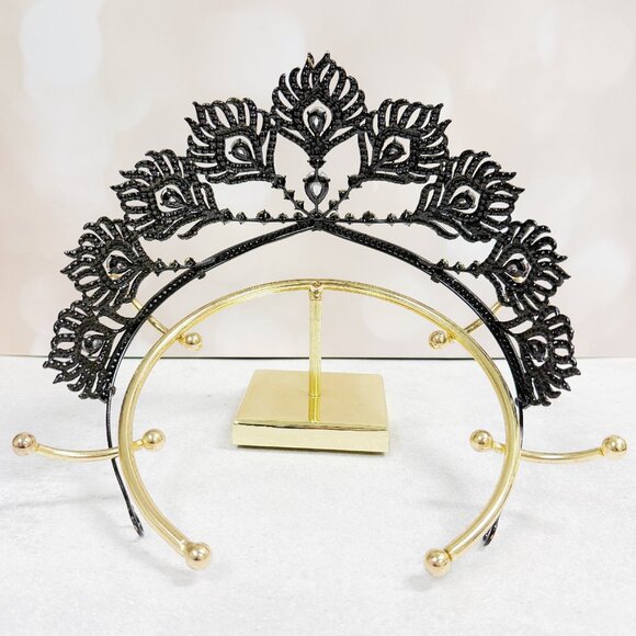 Red Crystal Crown, Peacock Crown, black crown Tiara, Homecoming Prom Headpiece